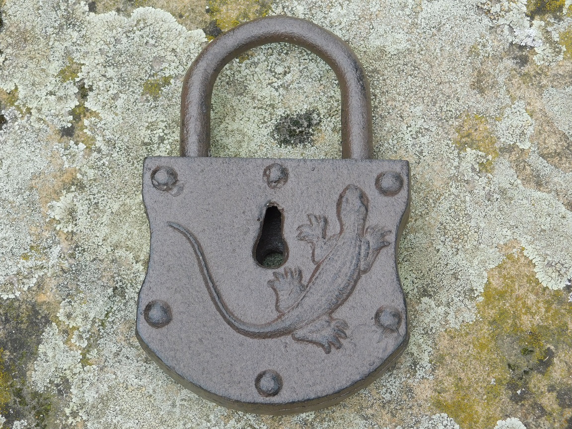 Cast Iron Lock and Skeleton Key