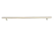 Sleek door-cabinet door handle, brushed aluminum.