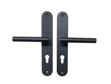 Set Door hardware with Rounded Long Plates - PC 72 - Grainy Black