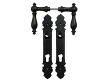 Set of Door Handles with Door Plates PC92 - Antique Iron - ORB Finish