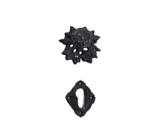 Fixed doorknob with lock rosette - cast iron - dark brown 