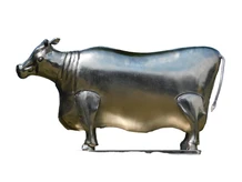 Statue Cow - metal - chrome colour, last one!!
