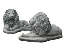 Set of lying lions - solid stone