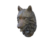 Wolf's head - polystone - in oxide - wall decoration