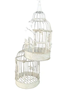 Set of beautiful round white metal bird cages, very beautiful in design!!