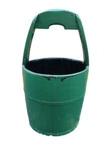 Vintage Wooden Bucket - Green - Height 60 cm