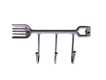 Coat rack fork - cast iron - brown