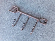 Coat rack fork - cast iron - brown