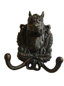 Horse head with double hook - Cast iron - Bronze