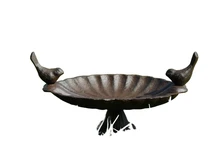Bird bath with 2 birds - cast iron