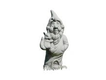 Statue gnome with squirrel - solid stone