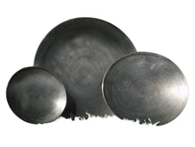 Set of 3 trays with World map design - metal