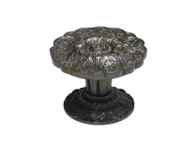 Solid Flower Door Knob with Rosette - Dark Patinated Brass