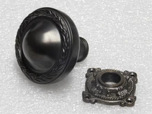 Solid Door Knob with Elegant Rosette - Dark Patinated Brass