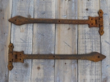 Hinge set with strap, rustic wrought iron, 2 antique hinges for e.g. chests, long forged pieces, beautiful!