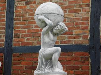 Beeld Atlas met Bol + Bloempot - 105 cm - Steen