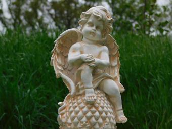 Beeld Engel op Bol - 38 cm - Polystone