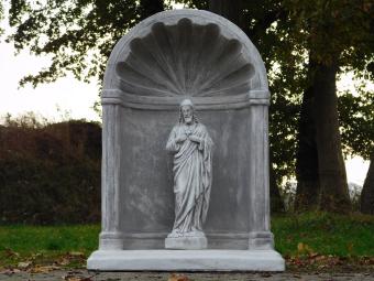Large Classic Prayer Chapel with Sacred Heart Statue – approx. 95 x 70 cm – Stone