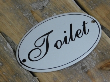 Bordje emaille''Toilet'' voor aan de WC-deur, old look