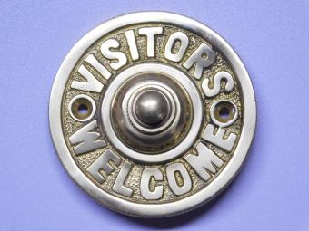 Doorbell “'Visitors Welcome”' - 8 cm - Brass