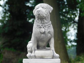 Hund auf Sockel - 68 cm - Stein