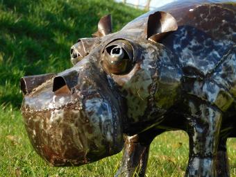 Hippo - 80 cm - Unique and Handmade from Metal
