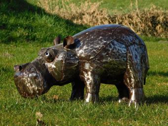 Hippo - 80 cm - Unique and Handmade from Metal