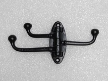 Swiveling Coat Hook (3-Hook) – Black Iron – Movable Wall Hook