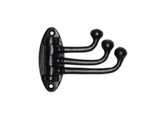Swiveling Coat Hook (3-Hook) – Black Iron – Movable Wall Hook