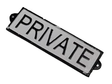 Vintage “Private” Door Sign – Cast Iron – Black and White