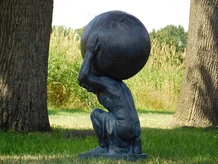 Atlas XL Statue - 70 cm - Vintage antik bronz-blue - Polystone