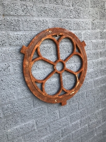 Window metall-rust round, 60 cm