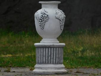 Garden Vase Grapes on Pedestal - 54 cm - Stone