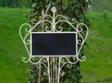 Welcome sign on stand - wrought iron white