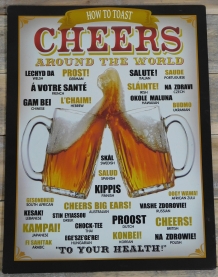 Wall sign Beer - ‘’Cheers‘’ in many languages - Metal