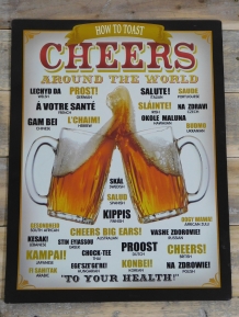 Wall sign Beer - ‘’Cheers‘’ in many languages - Metal