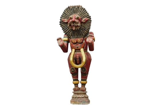 Historische Balinese tijger rood XXL - handgemaakt van hout - authentiek