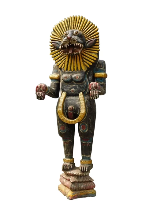 Historischer balinesischer Tiger schwarz II XXL - handgefertigt aus Holz - authentisch