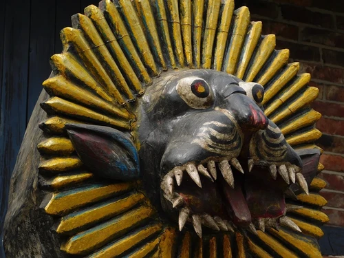 Historischer balinesischer Tiger schwarz II XXL - handgefertigt aus Holz - authentisch