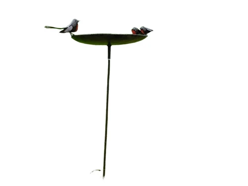 Vogeltränke - Schwarz mit Vögeln 2 zu 1 - Gartenstab - Metall