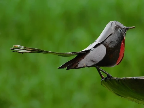 Vogeltränke - Schwarz mit Vögeln 2 zu 1 - Gartenstab - Metall