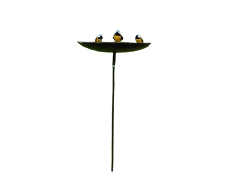 Bird bath with 3 Birds - Garden Stick - Metal