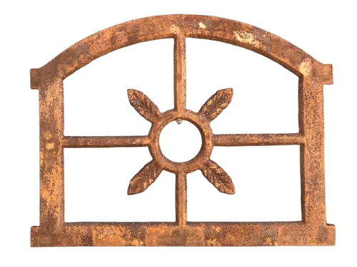 Cast iron stable-garage window, iron window for garden wall, oak window large.