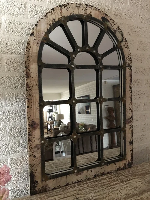 Large substantial stable window mirror, very nice in shape and robust in execution.