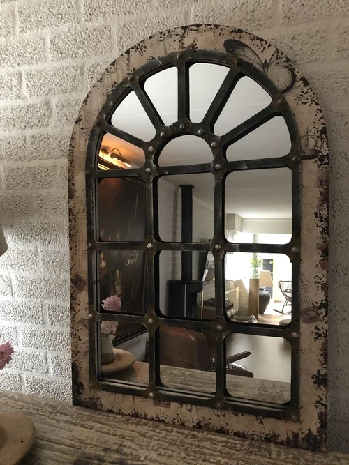 Large substantial stable window mirror, very nice in shape and robust in execution.