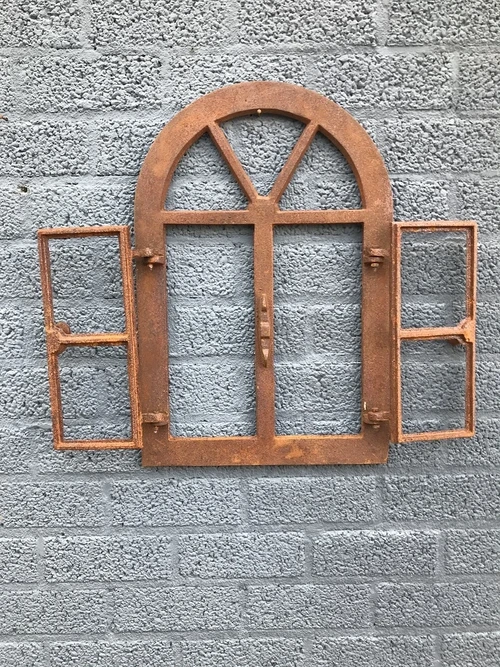 Iron frame - lattice frame, stable stable window, also for garden wall, window for sunny garden, cast iron window with opening possibility.