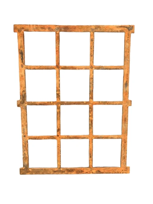 Stable window, rusty-surface, antique-style window, iron, 95 X 73
