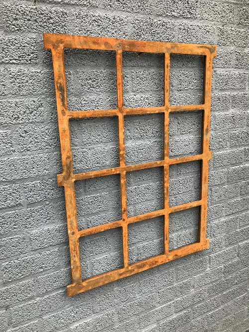 Stable window, rusty-surface, antique-style window, iron, 95 X 73