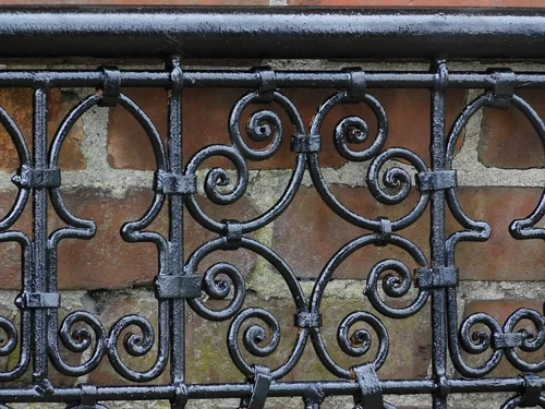 Antique vintage Fence - Grid - Wall ornament - French balcony - 168 cm - Black