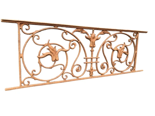 Balcony railing, window rack, cast iron-rust.